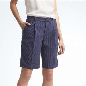 Banana Republic Pinstripe Pleated Bermuda Shorts